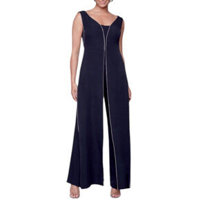 Compli-K Dressy Sleeveless Black Jumpsuit Size XL Rhinestone Trim NWT